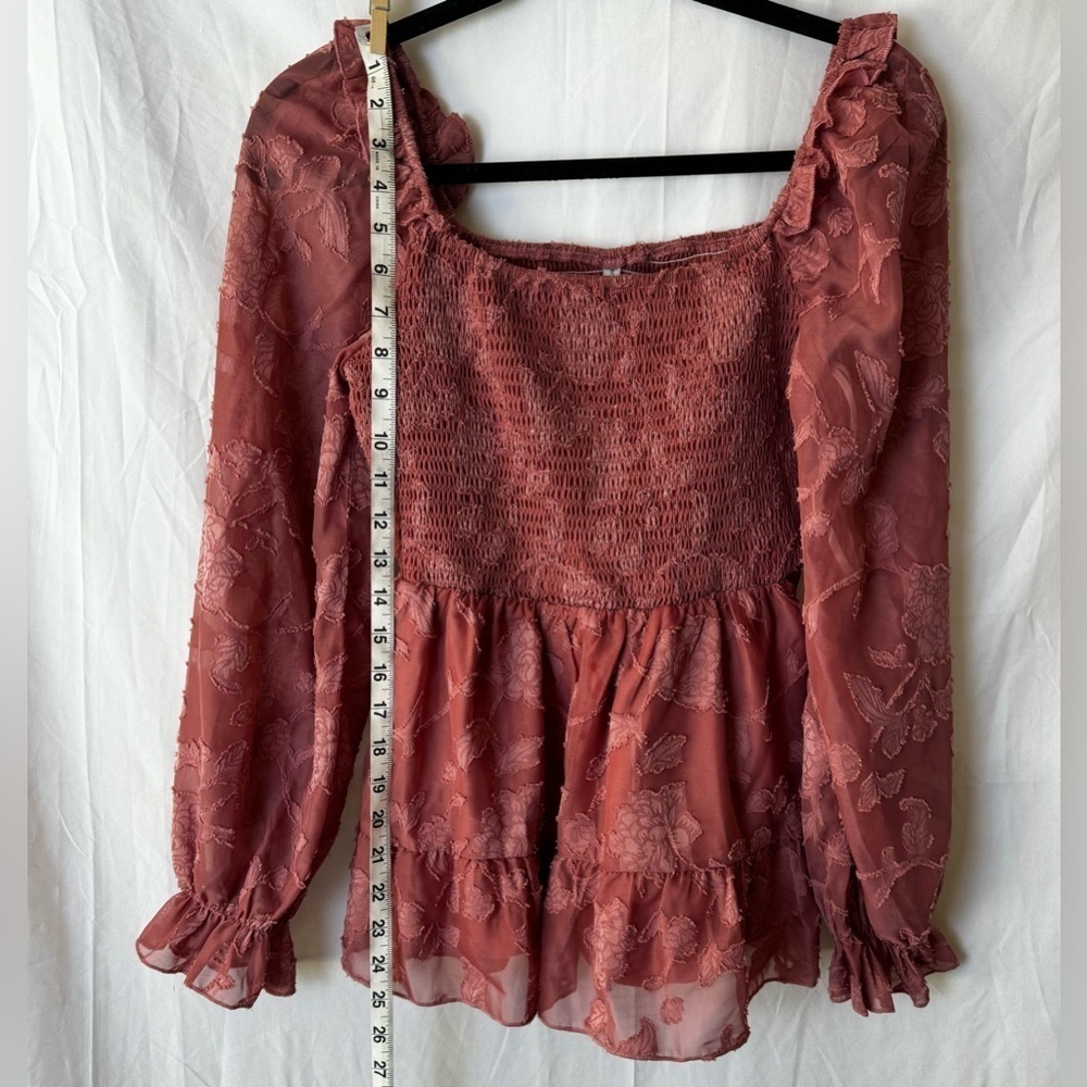 Bolayu Women’s Boho Frill Square Neck Ruched Blouse Size S - Picture 8 of 11